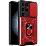 Marsilyan™- Samsung Galaxy S24 Ultra Kılıf Pars Lens Yüzüklü Silikon - Kırmızı
