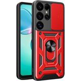 Marsilyan™- Samsung Galaxy S25 Ultra Kılıf Pars Lens Yüzüklü Silikon - Kırmızı