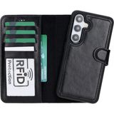 Marsilyan™- Samsung Galaxy S25 Uyumlu, Hakiki Deri, El Yapımı, Cüzdanlı Kılıf, Kömür Siyah