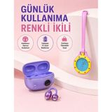 Marsilyan Şarj Kutulu Kablosuz Kulaklık ve Pembe Çanta Charm Analog Saat Seti Müzik ve Aksesuar Bir Arada