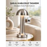 Marsilyan Şarjlı Kablosuz Mantar Masa Lambası Dokunmatik 3 Renk LED Modern Tasarım Yeni Nesil - 1 - Çok Renkli