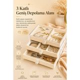 Marsilyan™- Şeffaf Kapaklı Kadife Takı Kutusu Çekmeceli Yüzük Kolye Saat Organizeri