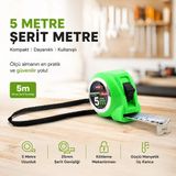 Marsilyan Şerit Metre - 5 Metre Uzunluk - Manyetik Uç - Renkli