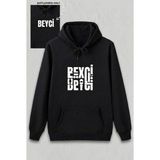 Marsilyan Sevgililer Günü Özel Kapüşonlu Beyci Baskılı Oversize Sweatshirt - Siyah