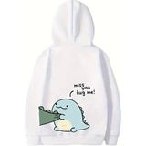 Marsilyan Sevgililer Günü Özel Unisex Kapüşonlu Baskılı Oversize Sweatshirt - Beyaz - XL