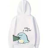 Marsilyan Sevgililer Günü Özel Unisex Kapüşonlu Baskılı Oversize Sweatshirt - Beyaz - XS