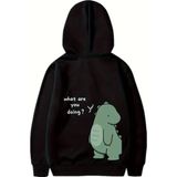 Marsilyan Sevgililer Günü Özel Unisex Kapüşonlu Baskılı Oversize Sweatshirt - Siyah - 2XL