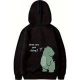 Marsilyan Sevgililer Günü Özel Unisex Kapüşonlu Baskılı Oversize Sweatshirt - Siyah - XS