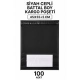 Marsilyan Siyah Cepli Battal Boy Kargo Poşeti 45X55+5 cm 100 Adet