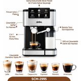 Marsilyan Siyah - Krom Espresso Kahve Makinesi 6 Farklı Kahve 1.5lt Su Hazne - 500ML Süt Hazne 1350W SCM-299