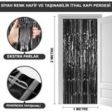 Marsilyan Siyah Renk Ekstra Metalize Parlak Saçaklı Arka Fon Perde Ithal A Kalite 1x2 Metre (K95) - 1 x 2 m