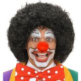 Marsilyan Siyah Renk Kıvırcık Afro Bonus Peruk Saç ve Kırmızı Sünger Burun Seti - Renkli - standart