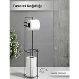 Marsilyan- Siyah Standlı Yedek Hazneli Tuvalet Kağıtlığı - Renkli - standart