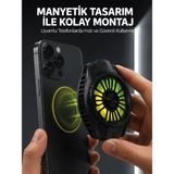 Marsilyan Soğutma Teknolojili Rgb Işıklı Telefon Soğutucu - (ClearEyelets)Black-RadiantOrchid - 1