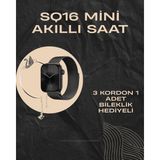 Marsilyan Sq-16 Mini Series 10 Akıllı Saat | Şık ve Hafif Tasarım, 3 Kordon Seçeneği - 01P-Pembe