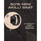 Marsilyan Sq-16 Mini Series 10 Akıllı Saat | Şık ve Hafif Tasarım, 3 Kordon Seçeneği - Çok Renkli