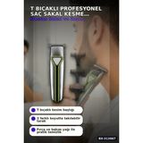 Marsilyan™- T Bıçaklı Profesyonel Saç Sakal Kesme Makinesi USB Şarjlı 3 Taraklı Erkek Bakım Seti BX-313667