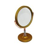 Marsilyan TAŞ SAPLI YUVARLAK 7 İNÇ= ÇAP:17.5CM MAKYAJ AYNASI ÇİFT TARAFLI BRONZ - GÜMÜŞ PLS.ÇERÇEVE