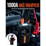 Marsilyan Taşınabilir Araç Acil Durum Cihazı 1000A Akü Takviye Hava Kompresörü Dijital Lastik Şişirme Pompası - Renkli - standart