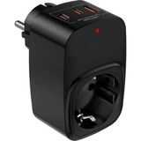 Marsilyan™- Tekli Yüksek Voltaj Korumalı Duvar Prizi 2x Type-C 1x USB Çıkışlı Priz Grup Priz Çoğaltıcı Siyah - Renkli