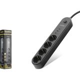 Marsilyan Termal Akım Korumalı Uzatma Kablosu 4 Priz 2 USB Type-C Anahtarlı 2 M - Siyah SH4625