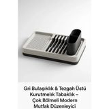 Marsilyan™- Tezgah Üstü Bulaşıklık Gri Tabak Bardak Kaşık Çatal Kurutmalık Mutfak Standı - Renkli - standart