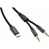 Marsilyan Type-C 3.5 mm Çift Çıkışlı Ses Kablosu 1.15 M GJ036