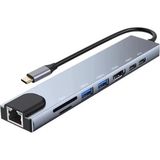 Marsilyan Type-C Çoklu Dönüştürücü – 87W Pd, Hdmı, 2x USB 3.0, RJ45, Sd/tf Kart Girişli Hub - 1 - Renkli