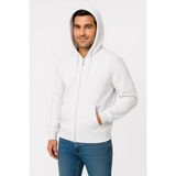 Marsilyan Üç Iplik Kapüşonlu Tam Fermuarlı Kanguru Çepli Sweatshirt Hoodie - Beyaz - XL