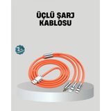 Marsilyan Üçlü Şarj Kablosu – Yüksek Hızlı Dayanıklı ve Uzun Ömürlü - Renkli - standart