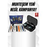 Marsilyan Ucuz Kaliteli Yeni Nesil 7 Kordonlu Akıllı Saat ve Kablosuz Bluetooth Kulaklık Anc Özelliği - 01P-Pembe