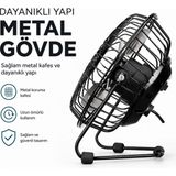 Marsilyan™- USB Şarjlı - Metal Gövde 14.5X7.5X15CM Mini Masaüstü Fan - Vantilatör EFN-482 BX40