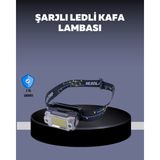 Marsilyan USB Şarjlı Mini LED Kafa Feneri 50M Odak 150M Geniş Aydınlatm - MCT5781-3854 - Çok Renkli