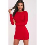 Marsilyan Uzun Kollu Mini Kırmızı Elbise - XS