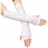 Marsilyan Uzun Zarif Dantel Eldiven Parmaksız Beyaz 35 cm - Renkli - standart