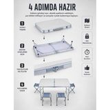 Marsilyan Valiz Tipi Katlanabilir Piknik Masası 4 Tabureli Taşınabilir Kamp Masası - Renkli - standart