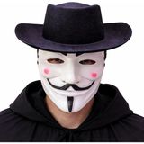 Marsilyan™- Vendetta Maske ve Şapka Seti – Anonim Stil Parti Maskesi - Renkli - standart