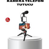Marsilyan- Video Çekim Kiti Tripod LED Işık Harici Mikrofon ve Bluetooth Kumanda Seti - Renkli - standart