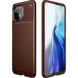 Marsilyan™- Xiaomi Mi 11 Lite Kılıf Auto Focus Karbon Kapak - Kahverengi