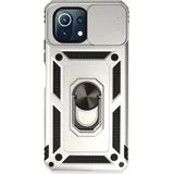Marsilyan™- Xiaomi Mi 11 Lite Kılıf Pars Lens Yüzüklü Silikon - Gümüş