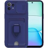 Marsilyan Xiaomi Mi 11 Lite Kılıf Zuma Kartvizitli Yüzüklü Silikon - Lacivert - Renkli