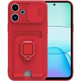 Marsilyan™- Xiaomi Redmi 13 4g Kılıf Zuma Kartvizitli Yüzüklü Silikon - Kırmızı