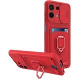 Marsilyan™- Xiaomi Redmi Note 13 4g Kılıf Zuma Kartvizitli Yüzüklü Silikon - Kırmızı