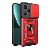 Marsilyan Xiaomi Redmi Note 13 Pro Plus Kılıf Pars Lens Yüzüklü Silikon - Kırmızı