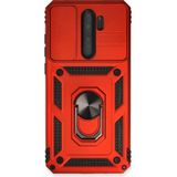 Marsilyan™- Xiaomi Redmi Note 8 Pro Kılıf Pars Lens Yüzüklü Silikon - Kırmızı