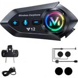 Marsilyan™- Y12 Motor Kask Kulaklık Rgb Modlu Radyolu Motosiklet Kulaklık 5.3 Bluetooth Intercom