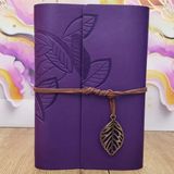 Marsilyan Yaprak Desenli Çizgisiz Deri Defter Mor - Renkli - standart