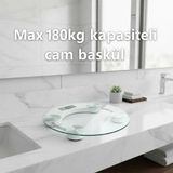 Marsilyan Yuvarlak Şeffaf Dijital Cam Baskül Tartı – 180 kg Taşıma Kapasitesi, Hassas Ölçüm, Şık T - Renkli