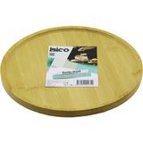 Marsilyan Yuvarlak=24.5cm Ayaklı=4cm Kenarlı Yüzey Ahşap Bambu Sunum Tepsisi - Mini Sofra (K95) - Renkli - standart