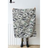 Marte Home Dolar Desenli Tek Taraflı 100X170 cm Polar Tv Battaniyesi - 100 x 170 cm - Gri